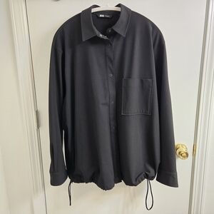 Uniqlo x Theory Women's Long Sleeve Stretch Shirt Jacket, Size XL, Black